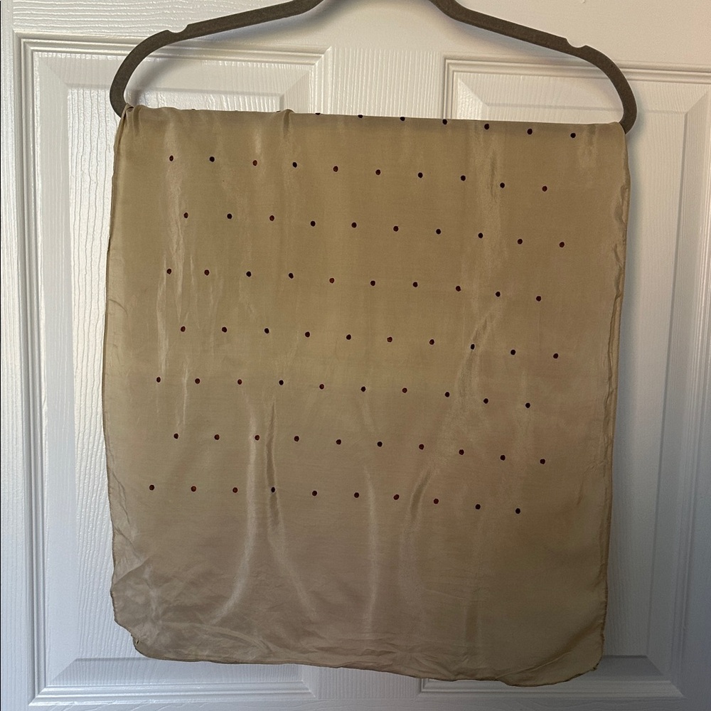 Vintage tan Polka Dot Silk Scarf